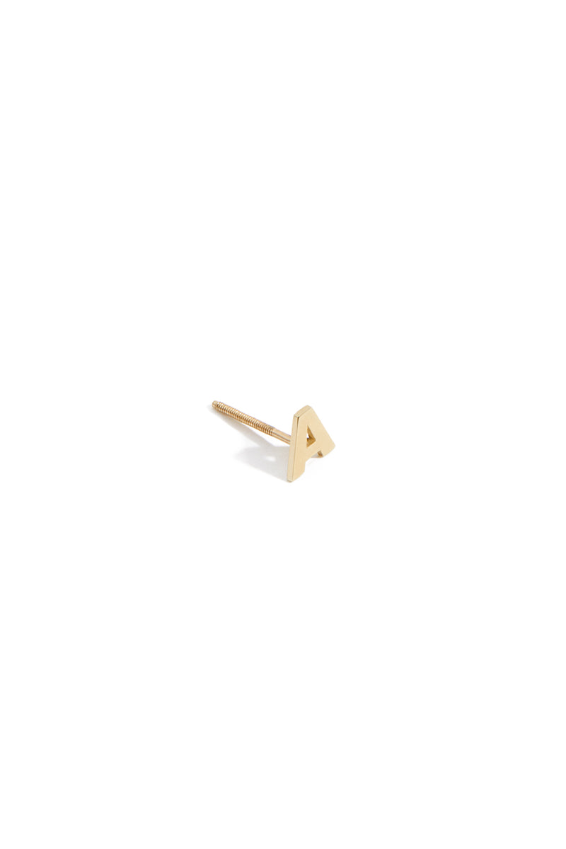 Alphabetic Single Studs in Yellow Gold