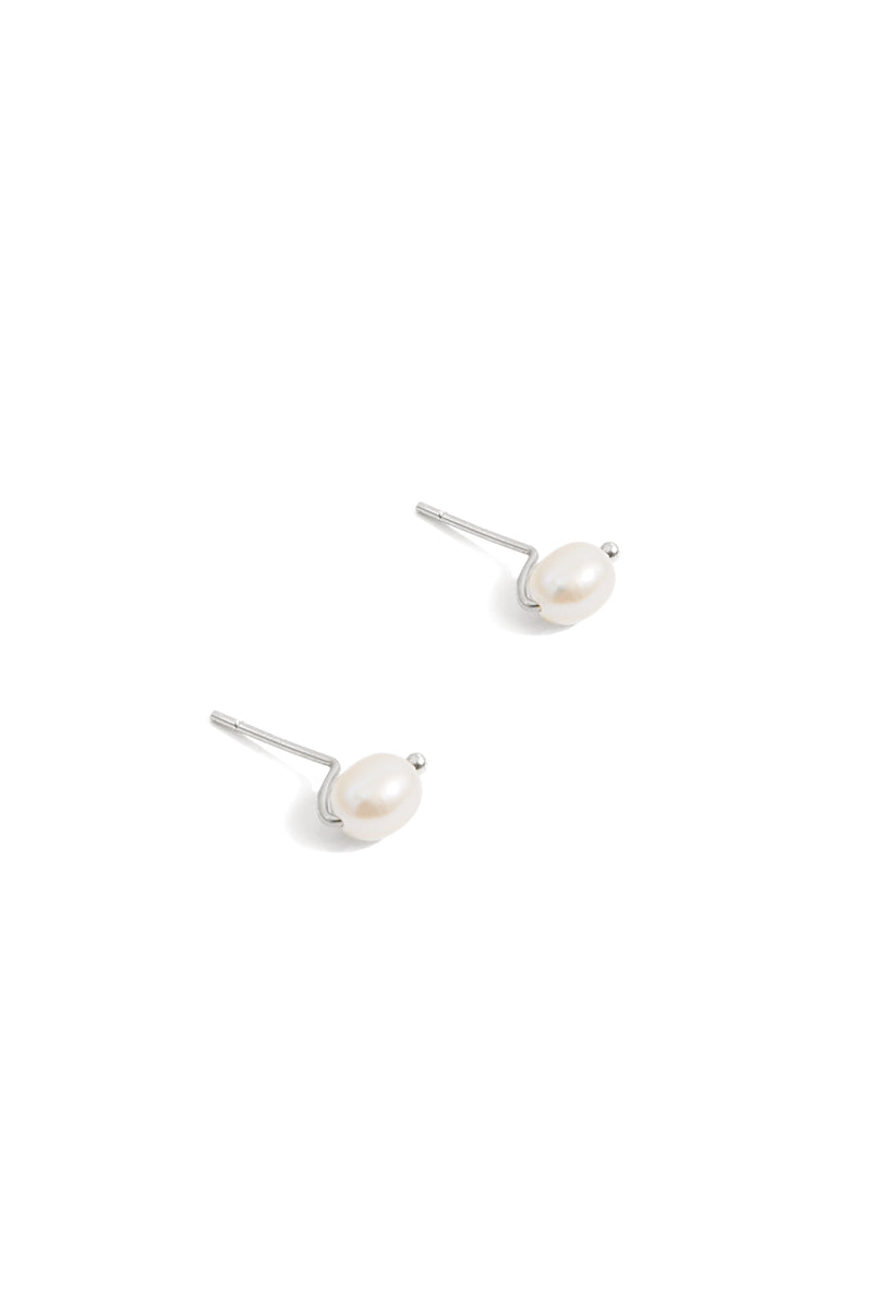 Freshwater Pearl Studs in White Gold