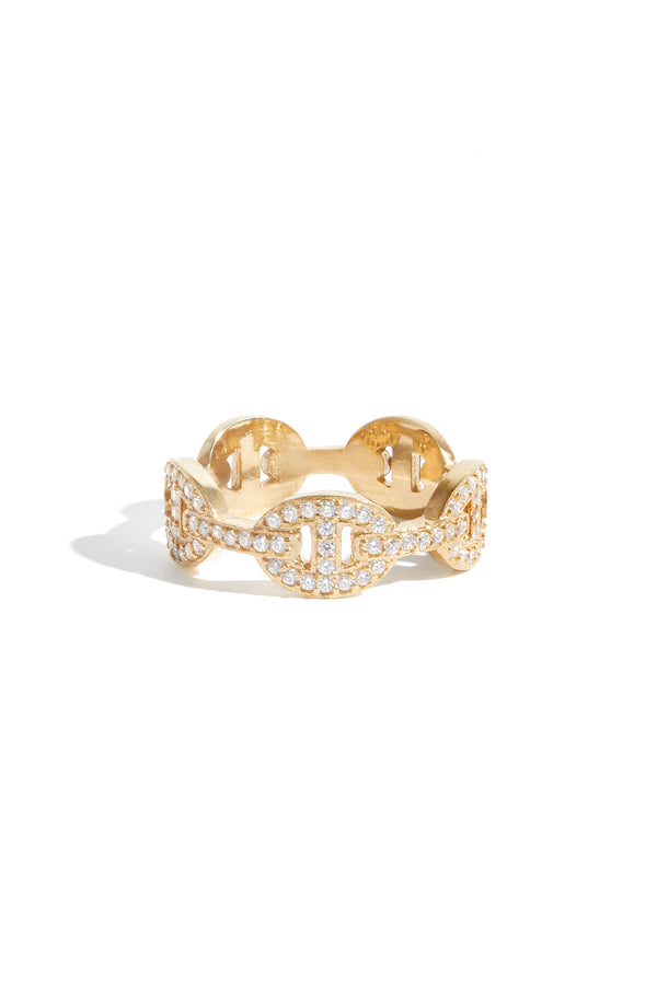 Pavé Coffee Bean Ring in Gold