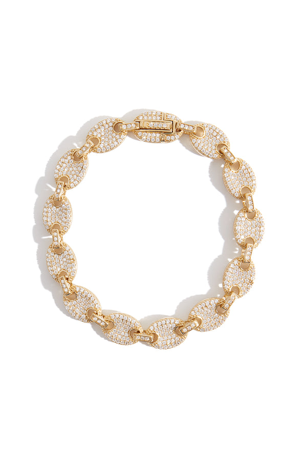 Coffee Bean Pavé Bracelet in Gold