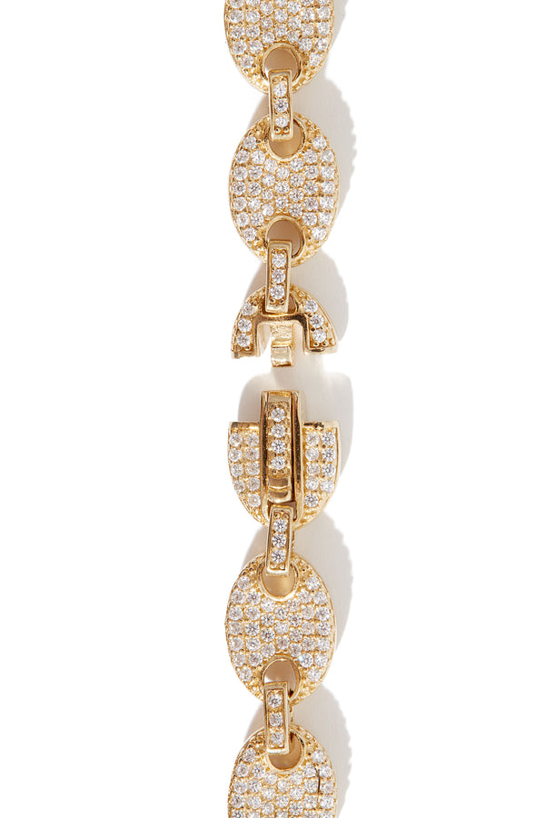 Coffee Bean Pavé Bracelet in Gold
