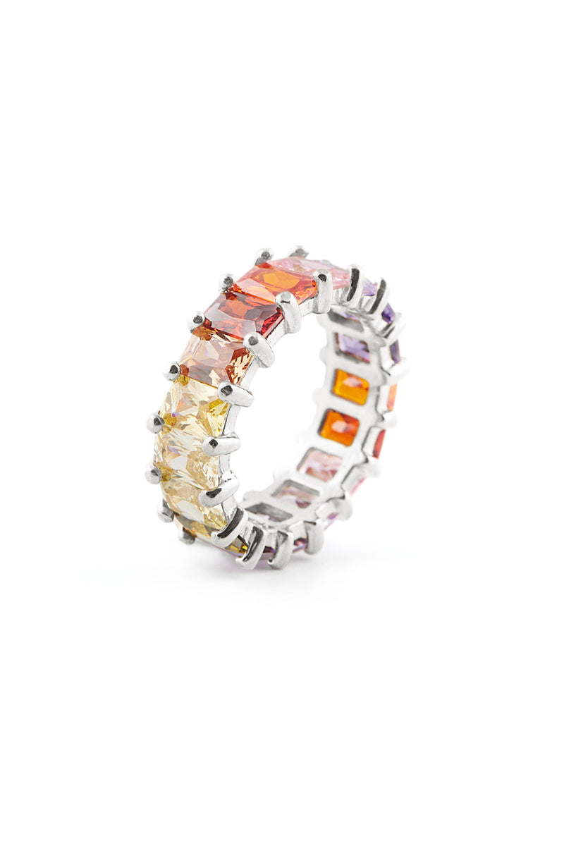 Bold Infinite Rainbow Ring in Silver