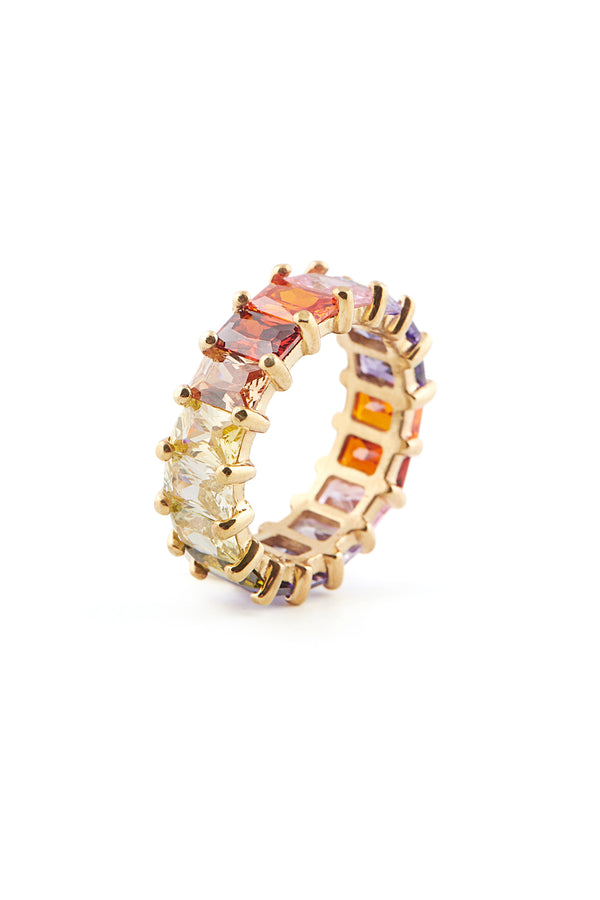 Bold Infinite Rainbow Ring in Gold